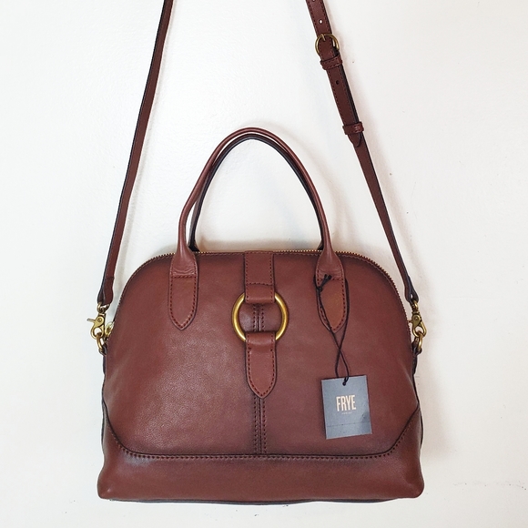 Frye Ring Dome Cognac Satchel Leather Handbag - Picture 3 of 8